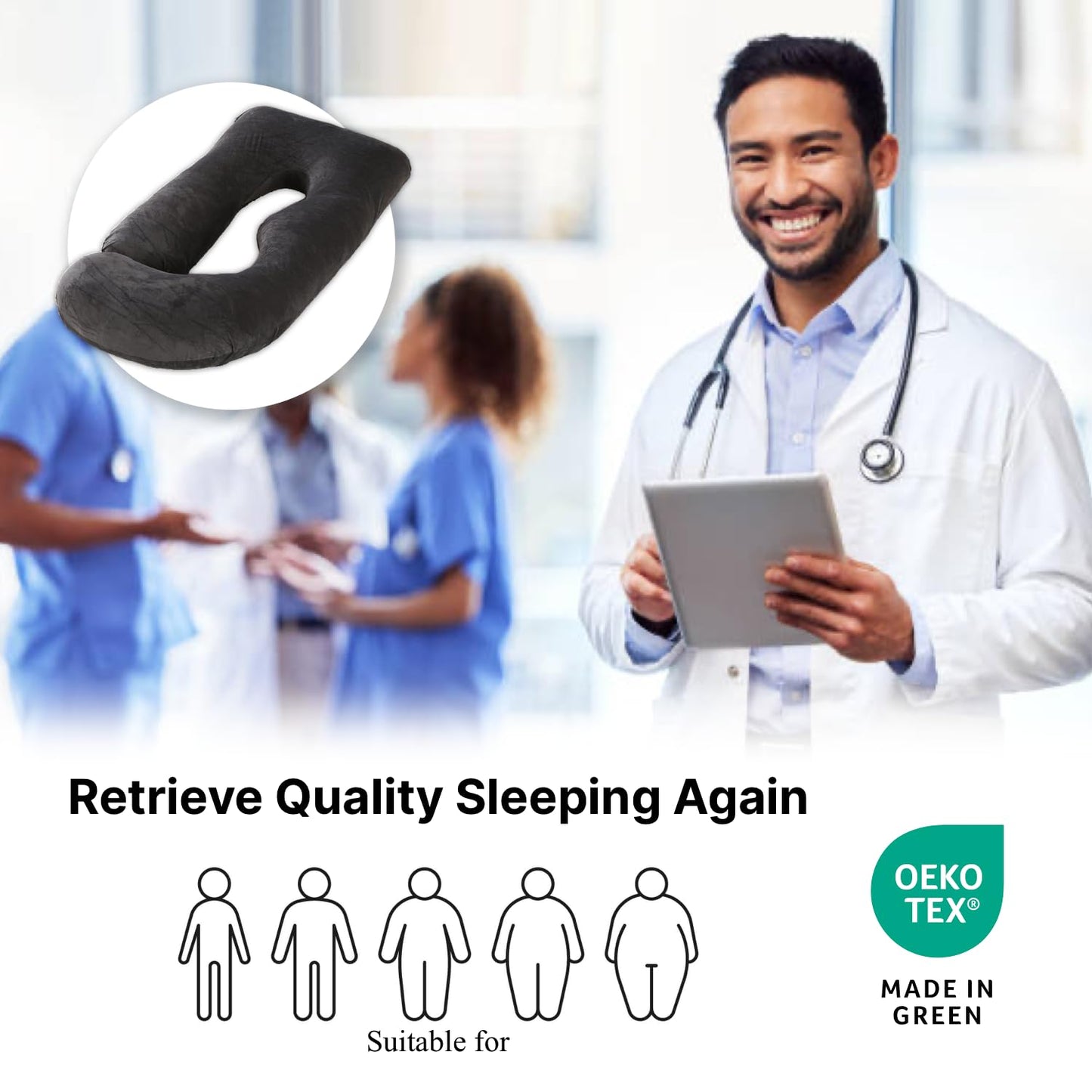 ALLOPERA Pregnancy Pillow, Full Body 57 Inch Maternity Pillow with Removable Washable Cover - Sleep Support for Legs, Back, Neck, Shoulder, HIPS, Belly for Pregnent Women, Black Grey Velvet Cover