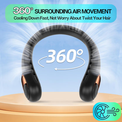 KIDEE Neck Fan, Portable Bladeless Neck Fans, Upgrade 360° Airflow, Super Quiet, 3 Speeds, 4000mAh Personal Wearable Neck Fan, Upgraded Cooling Air Volume USB Rechargeable Hands Free Fan