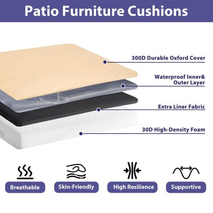 IPYNBAP Outdoor Chair Cushions Set of 4, Waterproof Outdoor Seat Cushions for Patio Furniture, Patio Chair Cushion with Handle and Ties, Square Out Door Chair Pads,19" x 19" x 3", Beige