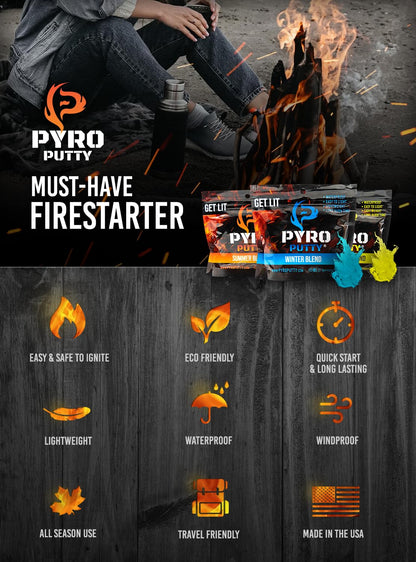 Phone Skope PYRO Putty Winter, Summer, Eco Blend, Emergency Survival Fire Starter (2 oz - One Can, Ultra-LITE 30°F - 100°F)