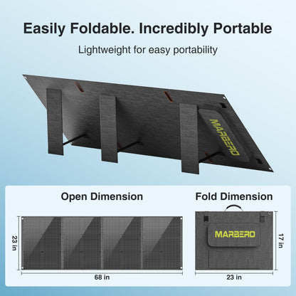 MARBERO 200W Portable Solar Panel for Power Station & DC Devices 200 Watt Foldable Solar Charger >23% High Efficiency IP68 Waterproof Compatible with Solar Generator for Camping RV Outdoor Cloudy