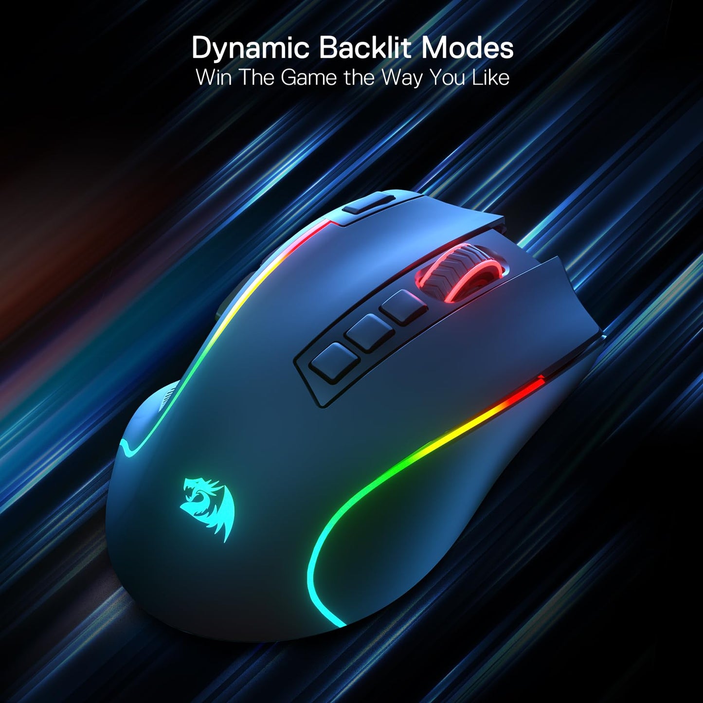 Redragon M612 PRO RGB Gaming Mouse, 8000 DPI Wired/Wireless Optical Mouse with 9 Programmable Buttons & 7 Backlit Modes, BT & 2.4G Wireless, Software Supports DIY Keybinds Rapid Fire Button