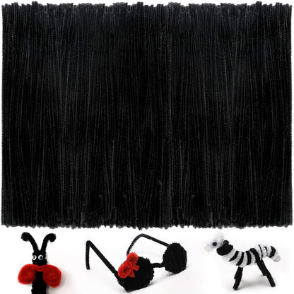 Iooleem 200pcs Black Pipe Cleaners, Chenille Stems, Pipe Cleaners for Crafts, Pipe Cleaner Crafts, Art and Craft Supplies.