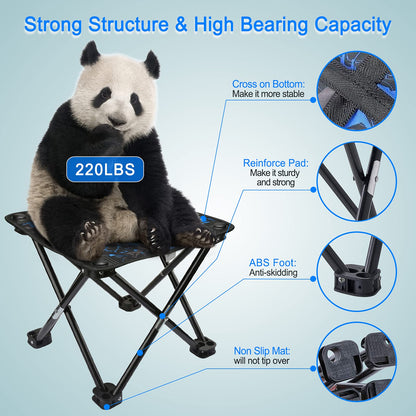 AILLOVCOL Folding Camping Stool Portable Chair Mini Foldable Stool for Adults Fishing Hiking Gardening and Beach with Carry Bag(Camouflage)