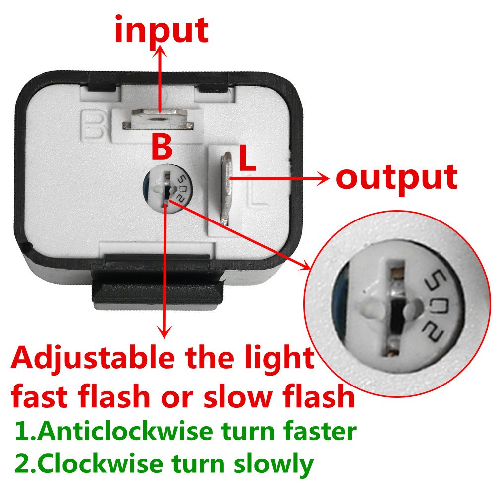 12V Speed Adjustable 2 Pin Direct Replacement Compatible LED Electronic Flasher Relay fix CAR and Motorcycle Turn Signal & Hazard Warn Hyper Flash Relay