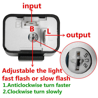 12V Speed Adjustable 2 Pin Direct Replacement Compatible LED Electronic Flasher Relay fix CAR and Motorcycle Turn Signal & Hazard Warn Hyper Flash Relay