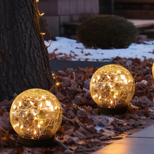 MLKNK Solar Globe Lights Outdoor Waterproof-Solar Balls-Solar Garden Lights-Orbs for Outside 2 Pack Cracked Glass Ball for Lawn Patio Yard Backyard Decorations