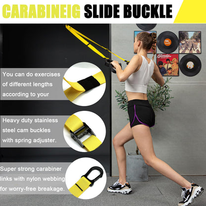 ADALT LION Bodyweight Resistance Training Straps, Complete Home Gym Fitness Trainer kit for Full-Body Workout, Included Door Anchor, Extension Strap, Fitness Guide (Yellow-2)