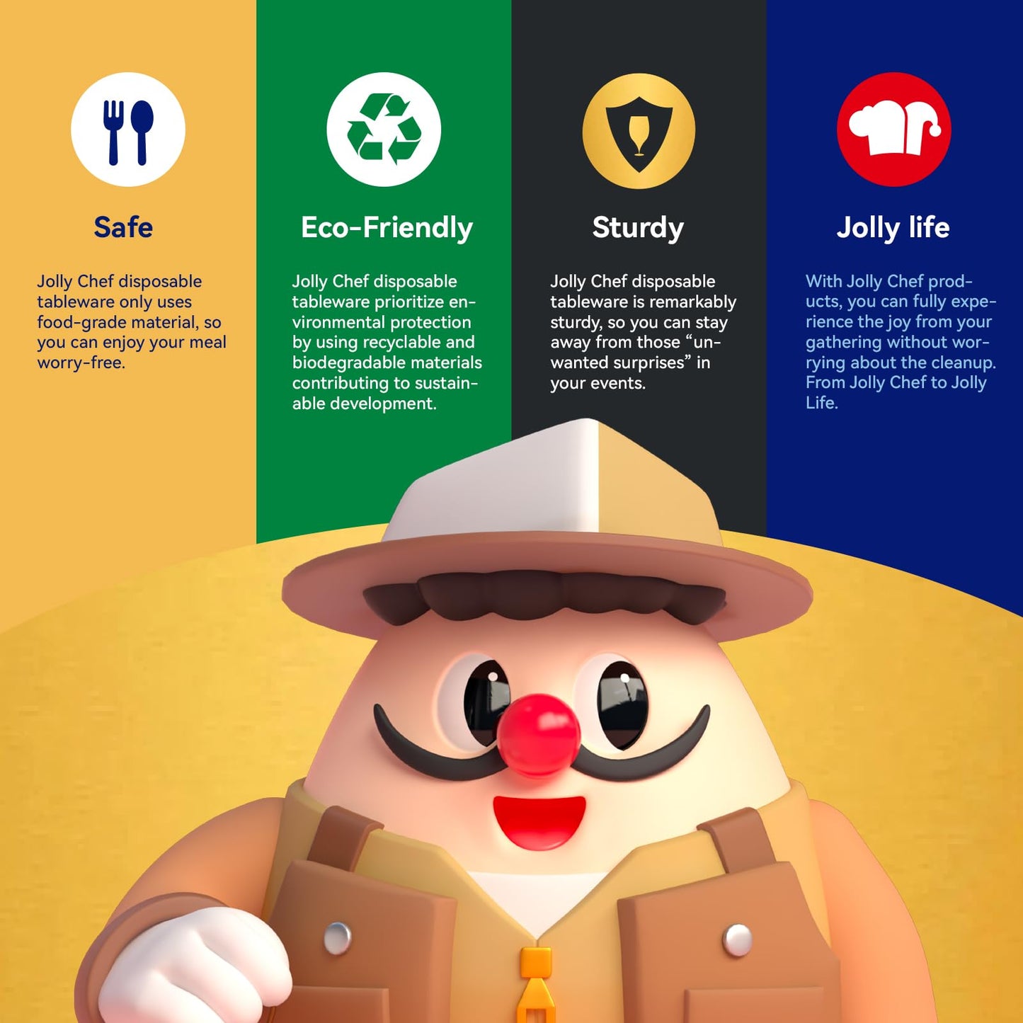 JOLLY CHEF Compostable Heavy Duty Plates 𝟭𝟬 𝗜𝗻𝗰𝗵 [𝟯𝟬𝟬 𝗣𝗮𝗰𝗸] Eco-Friendly Disposable Paper Plates Made of Bagasse Biodegradable Bulk for Party Dinner Sugarcane Fibers Round (Natural)