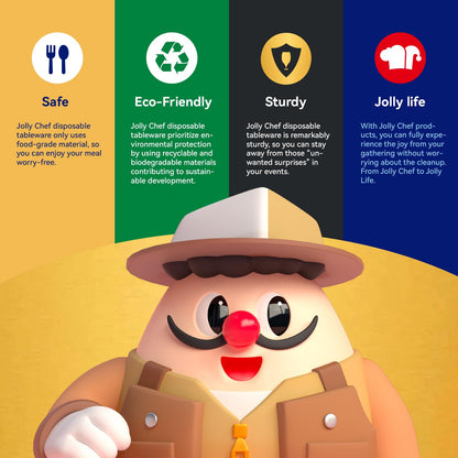 JOLLY CHEF Compostable Heavy Duty Plates 𝟭𝟬 𝗜𝗻𝗰𝗵 [𝟯𝟬𝟬 𝗣𝗮𝗰𝗸] Eco-Friendly Disposable Paper Plates Made of Bagasse Biodegradable Bulk for Party Dinner Sugarcane Fibers Round (Natural)