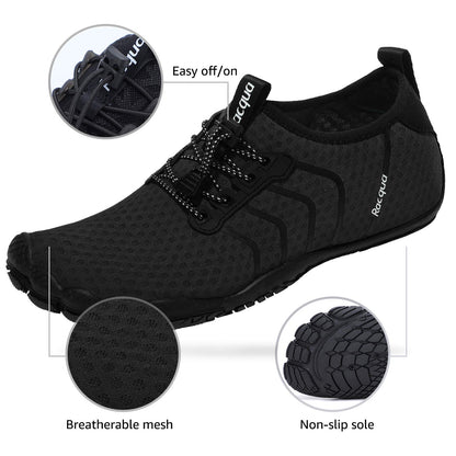 Racqua Water Shoes Quick Dry Barefoot Beach Aqua Sport Swim Surf Pool Hiking Diving Walking for Men Women Black 11 W/10 M