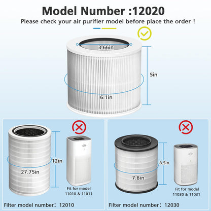 12020 Filter Replacement Compatible with Clorox Tabletop Air Purifier model # 11020 and Clorox Tabletop Smart Air Purifier model # 11021, 12020 HEPA Filter with 200 Sq. Ft. Capacity, 2 Pack