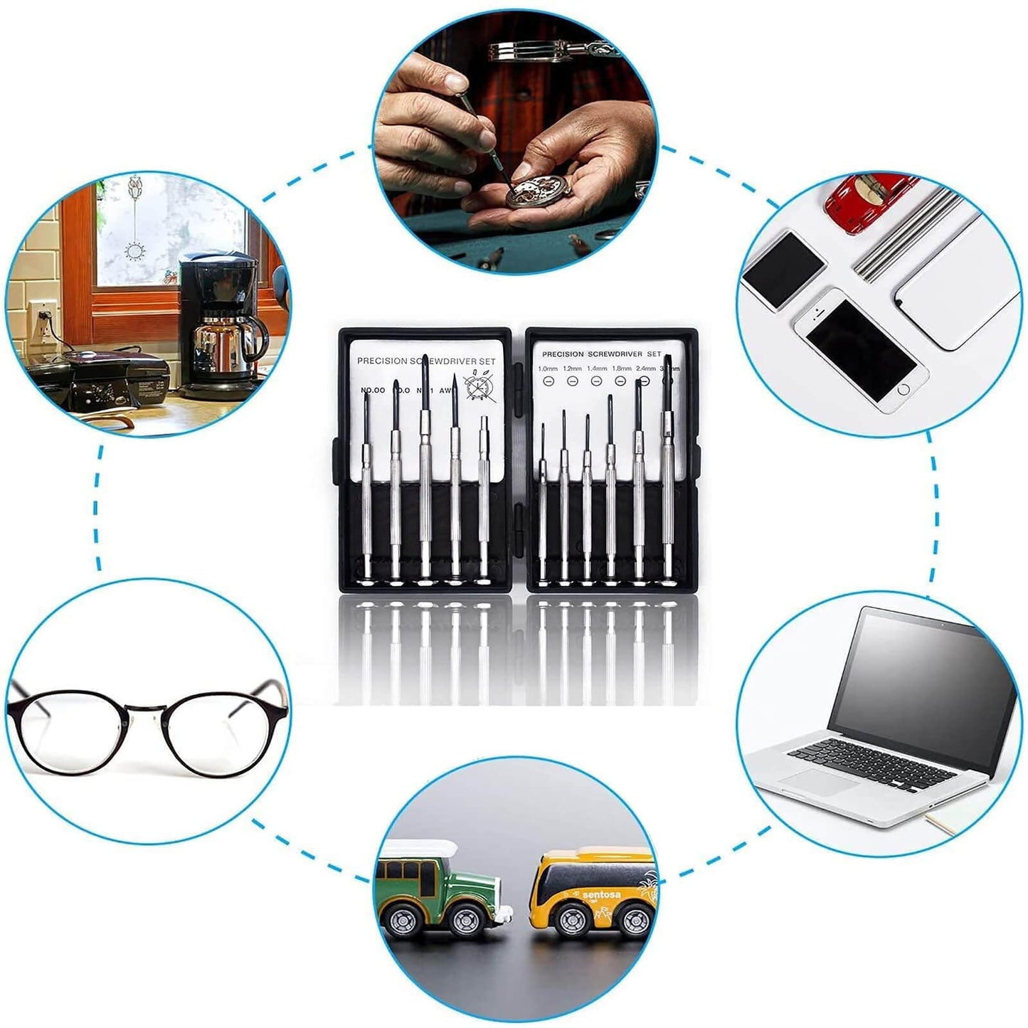 NSZETZ 11PCS Mini Precision Screwdriver Set, Small Tools with 11 Size Flathead and Phillips Kit, Professional Magnetic Repair Tool for Jewelry, Ring Doorbell, Watch, iPhone, Toys, Computer, Eyeglass