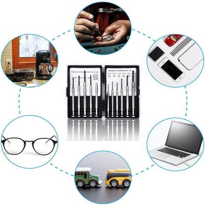 NSZETZ 11PCS Mini Precision Screwdriver Set, Small Tools with 11 Size Flathead and Phillips Kit, Professional Magnetic Repair Tool for Jewelry, Ring Doorbell, Watch, iPhone, Toys, Computer, Eyeglass