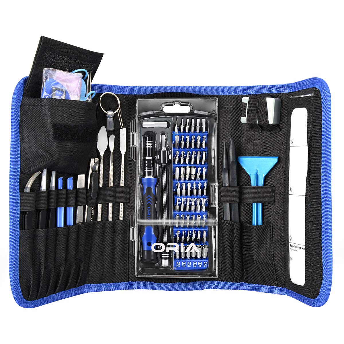ORIA Precision Screwdriver Set, 86 in 1 Screwdriver Repair Tool Kit, Screwdriver Kit with Portable Bag for Game Console, Tablet, PC, Smartphone, Other Electronics, Blue