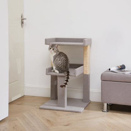 Lulu Cat Tree Tower - 2 Tier Cat condo for Large Cats Tower with Scratching Post Multi - Level Tree for Large Indoor Cats by Naomi Home Gray