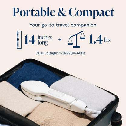 Nori Press Travel Steam Iron - Handheld Iron With Optional Steam Feature - No Ironing Board Required - Easy to Use w/ 6 Fabric Settings - Removes Wrinkles - User Manual Included -White