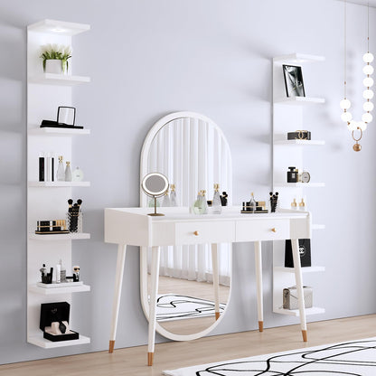 LitaEther Versatile 7 Tier Wall Shelf Unit,White Lack Wall Shelf,Display Floating Shelf with LED Remote Control Light