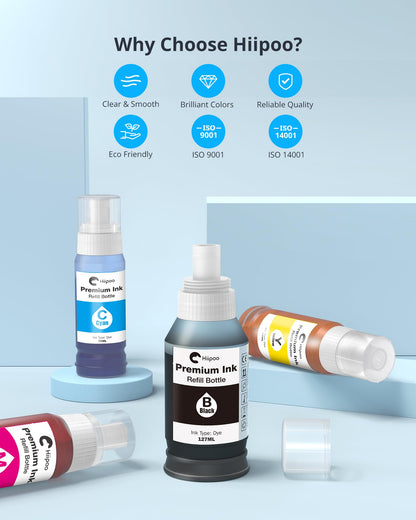 Hiipoo Refill Ink Bottle Replacement for T502 502 Ink for Epson ET-2750 ET2720 ET-2803 ET-2800 ET-3750 ET-4750 ET-3760 ET-4760 ET-2850 ET-4800 ET-3700 ET-15000 Printer