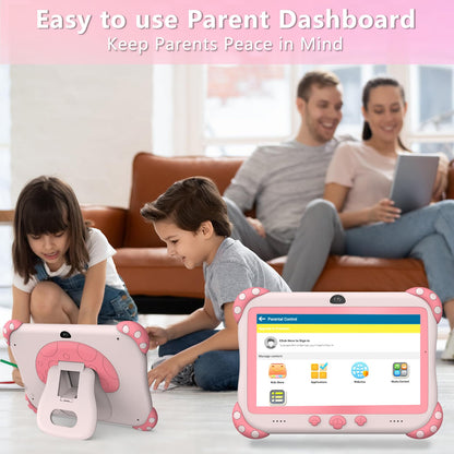 Kids Tablet 7 inch Tablet for Kids Wifi Kids Tablets 32G Android 10 Dual Camera Educational Games Parental Control, Toddler Tablet with Kids Software Pre-Installed Kid-Proof YouTube Netflix (Pink)
