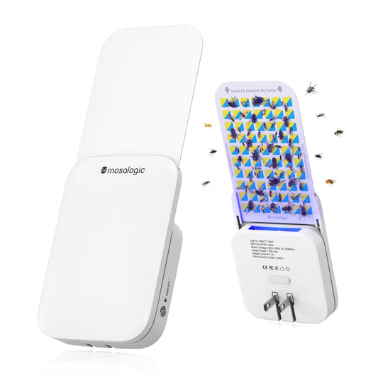 Mosalogic Fruit Fly Traps for Indoors Gnat Trap for House Indoor- 600 Sqft Protection Area UV Fly Insect Trapper for Fruit Flies，Gnat，Mosquito，and Other Flying Insect Plug in Bug Killer White