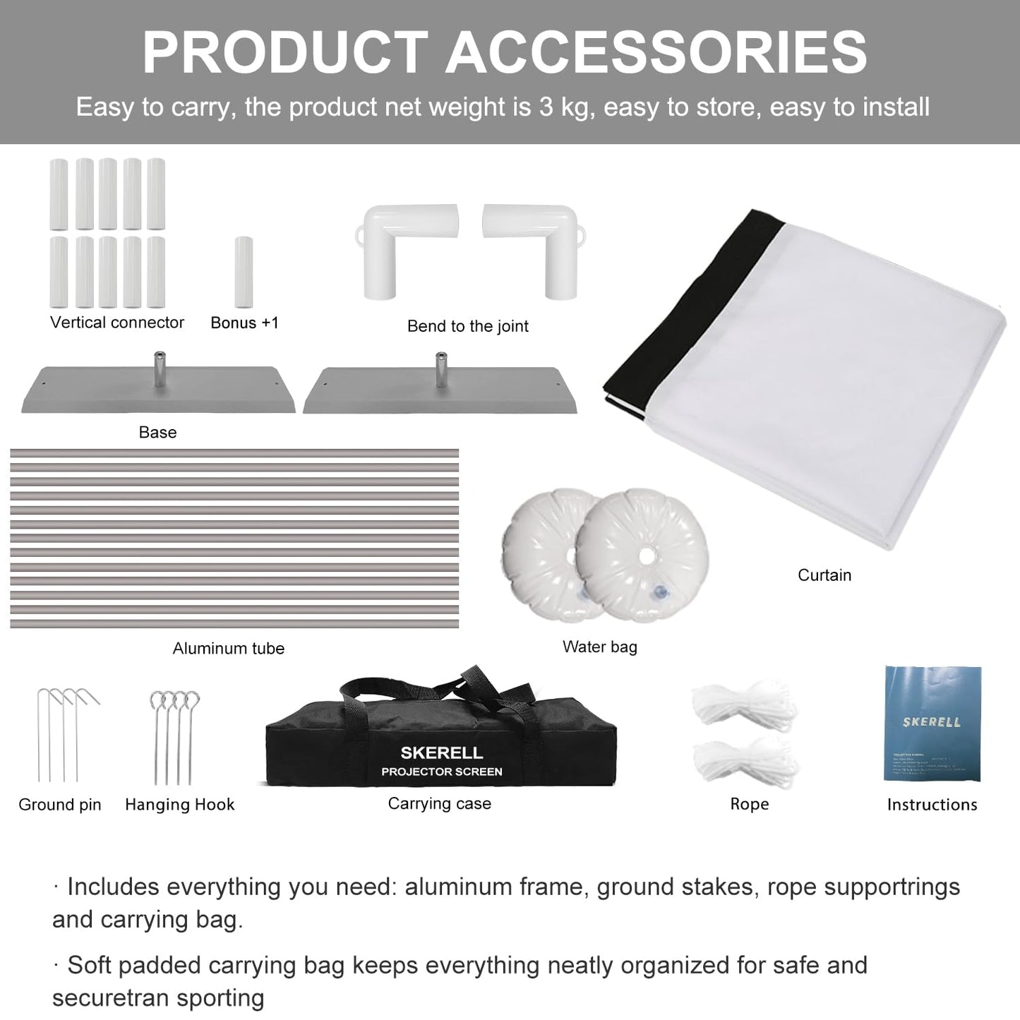 Outdoor Projector Screen with Stand 100 Inch: Portable Projection Screen 16:10 4K HD Outdoor Movie Screen with Carry Bag for Home Backyard Theater