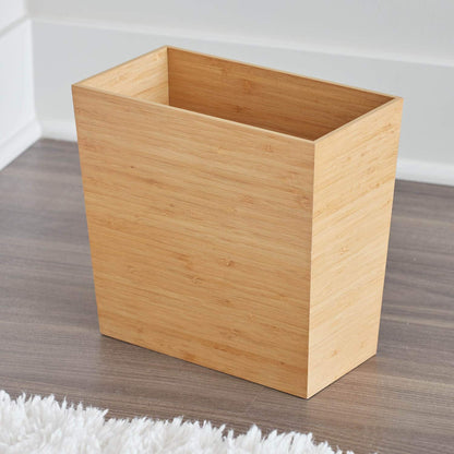 iDesign Rectangular Bamboo Waste Basket, The Formbu Collection – 10.5" x 5.75" x 10”, Natural Wood Finish