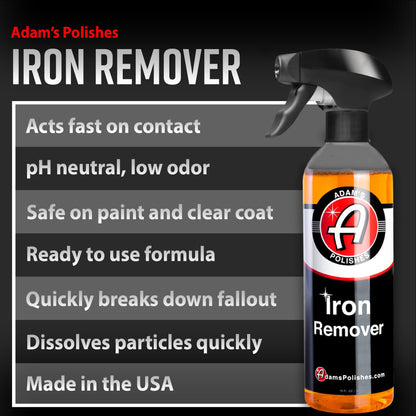 Adam's Iron Remover (16oz) - Iron Out Fallout & Stop Rust Remover Spray for Car Detailing Removes Iron Particles in Auto Paint, Wheels, Motorcycle, RV & Boat - Use Before Clay Bar, Wax or Car Wash