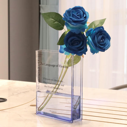 Alpharan Book Vase for Flowers Home Décor,Artistic and Cultural Flavor Decorative Acrylic Clear Vase for Home and Office,Creative Gifts for Book Lovers. (Blue)