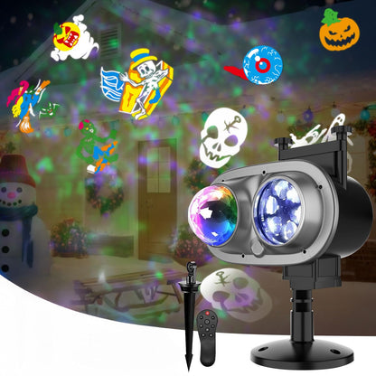 Ocean Wave Christmas Projector Lights, Elec3 16 Slides 2 in 1 Pattern Projection Lights, Decoration Landscape Lights Used Outdoor Indoor for Holidays, Halloween, Parties,Birthday