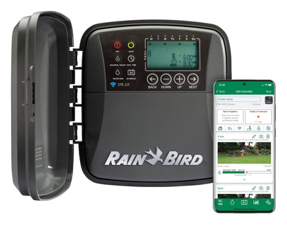 Rain Bird ST8O-2.0 Smart Indoor/Outdoor WiFi Sprinkler/Irrigation System Timer/Controller, WaterSense Certified, 8-Zone/Station, Compatible with Amazon Alexa,Grey/Black