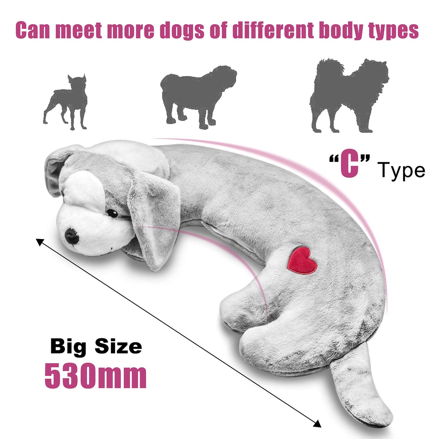 Moropaky Hearbeat Toy for Dog Anxiety Relief Behavioral Training Aid Toy, Grey