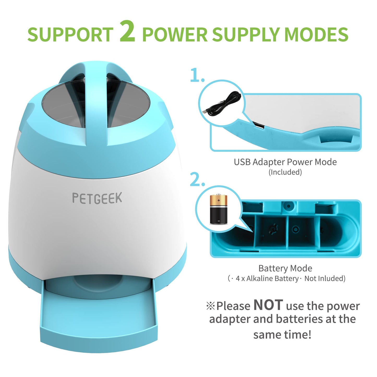 PETGEEK Dog Treat Dispenser with Button, Automatic Dog Feeder with Remote Control and Dual Power Supply, Dogs Puzzle Toys and Interactive Pet Stimulation Toys for Indoor/Outdoor Play (Blue)