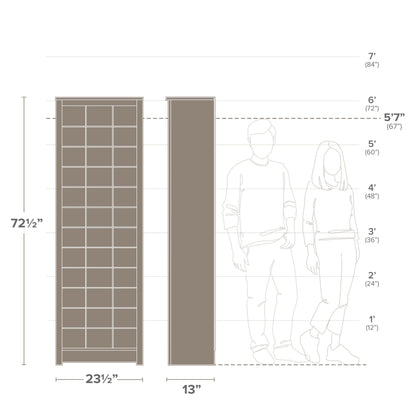 Prepac Elegant Brown Shoe Storage Cabinet, Space-Saving Solution with Cubbies for 36 Pairs, 13"D x 23.5" W x 72.5" H