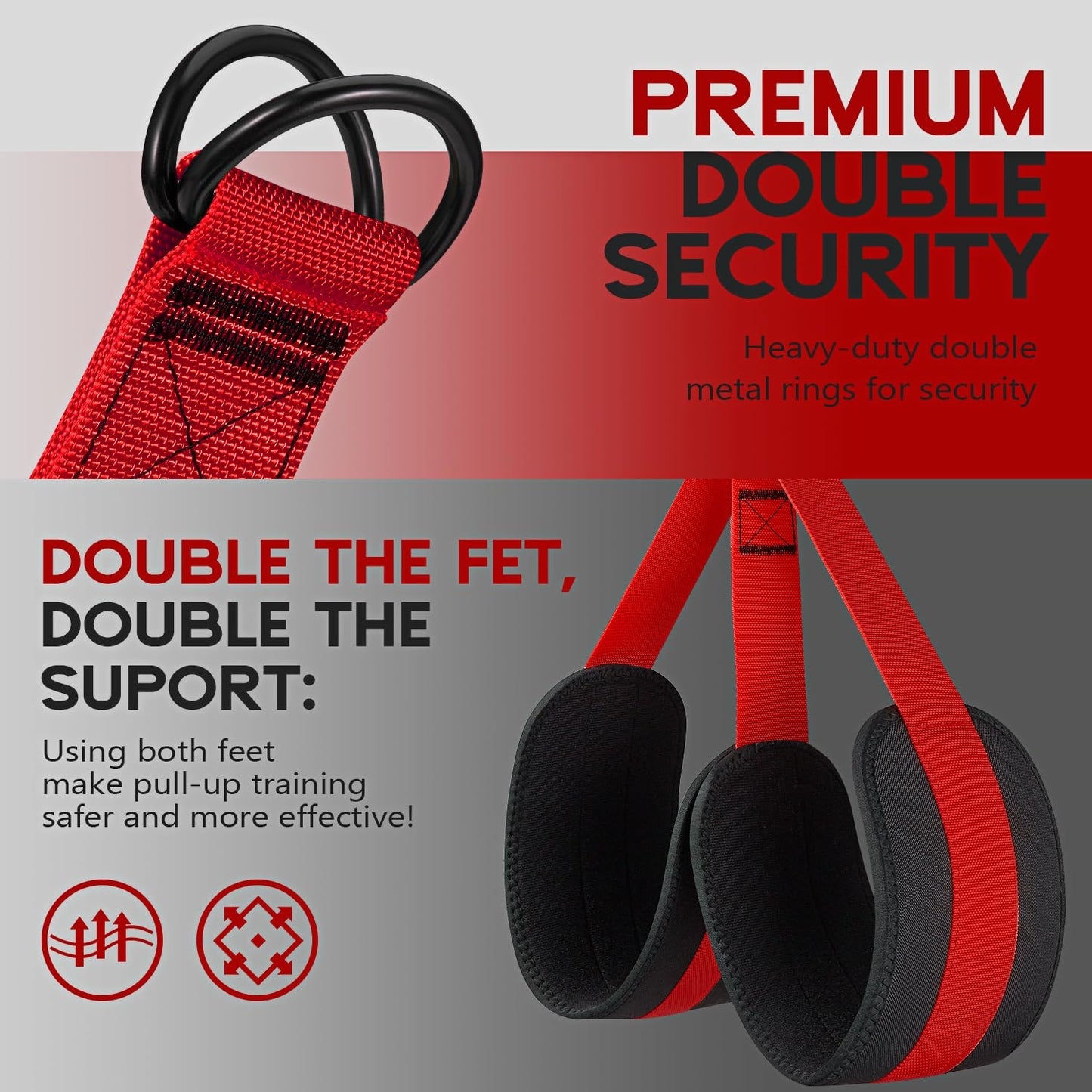 HOXWC Pull Up Assistance Bands, Heavy-Duty Pull Up Bands Set for Men & Women, Height Adjustable Strap & Comfortable Foot Strap, Pull Up Assist Straps for Body Stretching, Muscle Training