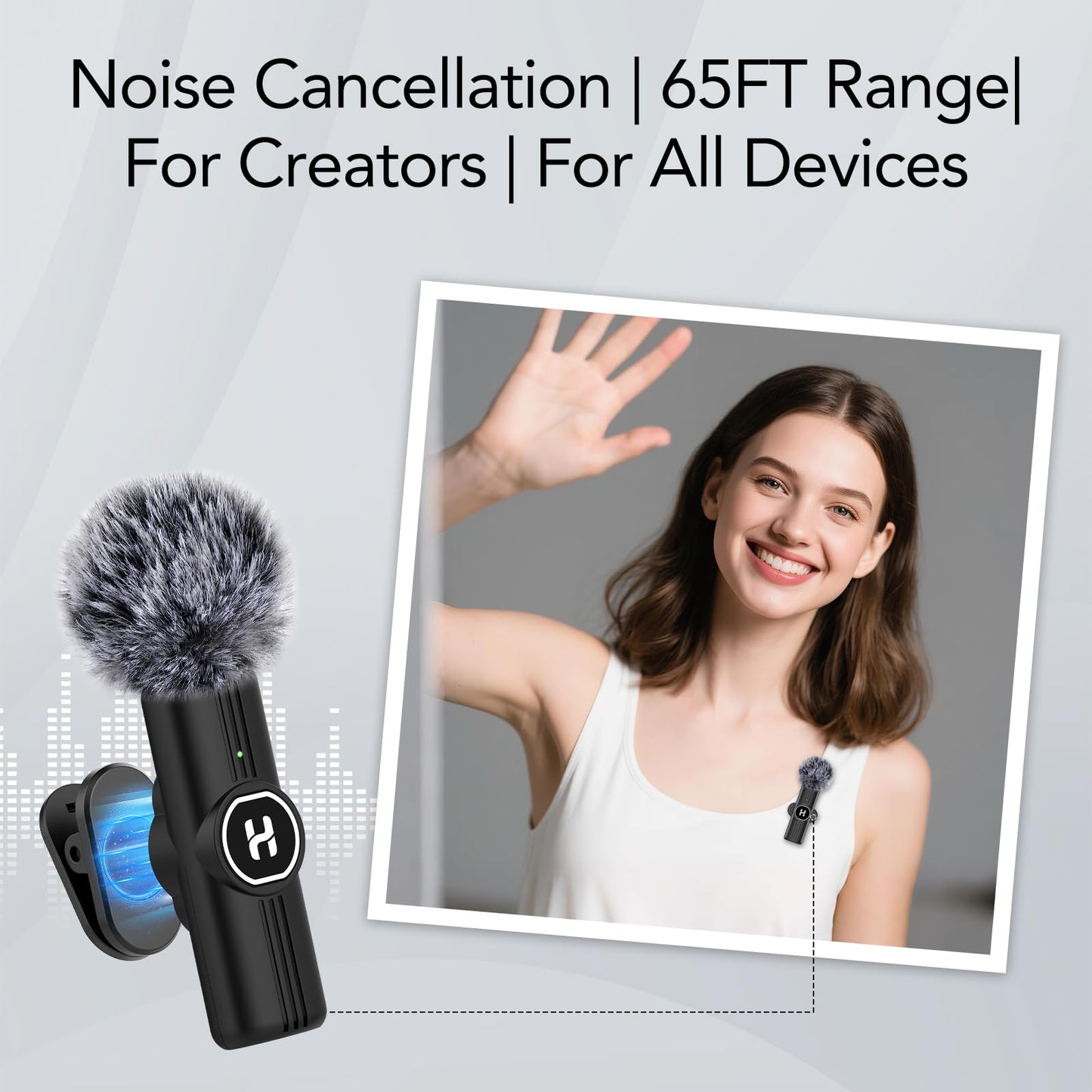 HEHOTTC Mini Wireless Lavalier Microphone for iPhone, iPad, Android Phone - Noise Reduction Lapel USB C Bluetooth Mic for Recording, Clip on Omni Lav Mic for Video Recording, Tiktok, YouTube, Vlog