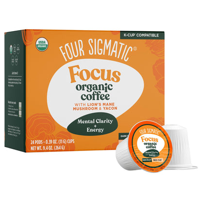 Four Sigmatic Mushroom Coffee K-Cups | Organic Dark Roast Coffee with Lion’s Mane Mushroom Powder & Yacon | Focus & Immune Support | Vegan & Keto | Sustainable Pods | 24 Count