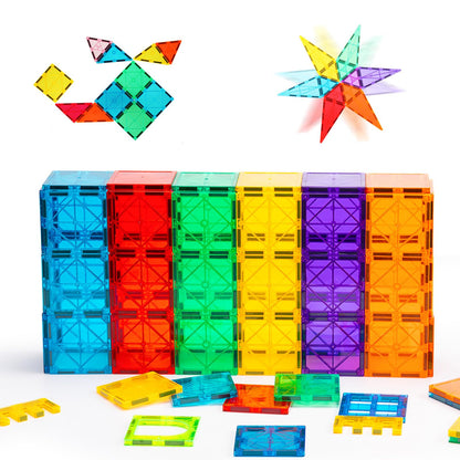 Gemmicc Magnetic Tiles 100 PCS with 2 Cars, STEM Approved Educational Magnet BuildingToys, Magnet Puzzles Stacking Blocks for Boys Girls