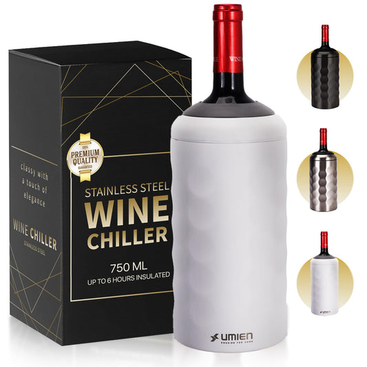 Premium Wine Chiller - Wine Bottle Chiller Double Walled, Vacuum Insulated Wine Cooler for Most 750mL Champagne and Wine Bottles