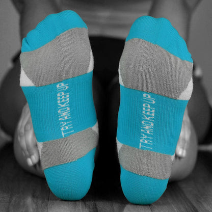 Gone For a Run Inspirational Ankle Socks for Women - Affirmation - Fun Running Socks - Runners Gifts & Motivation - Mother Runner (Teal)