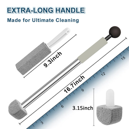 Pumice Stone Toilet Bowl Cleaner,16.7Inch Toilet Pumice Stone with Handle Cleans Hard Water Ring Calcium Buildup&Stains for Toilet Bath Kitchen Household Cleaning