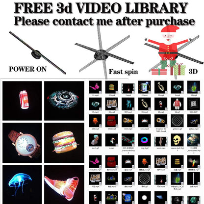 3D Hologram Fan, 42CM 3D Hologram Projector HD LED Holographic Christmas Tree Advertising Display with Remote and Bluetooth and WiFi,1500 Video Library and for Business,Bar,Halloween Missyou 16.5 Inch