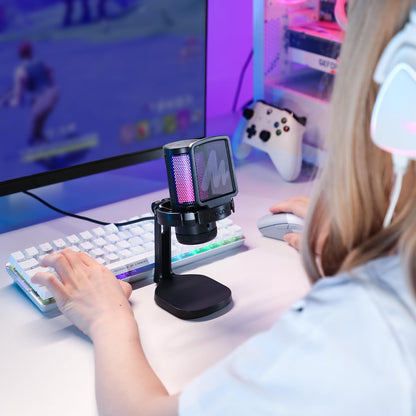 MAONO USB Gaming Microphone for PC, Noise Cancellation Condenser Mic with RGB Lights, Mute, Gain for Streaming, Recording, Podcast, Chat, Twitch, YouTube, Discord, Computer, PS5, PS4, GamerWave