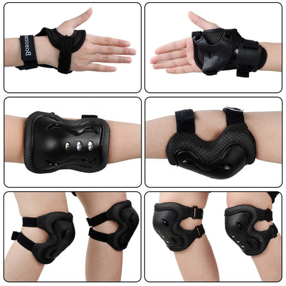 Kids/Youth Knee Pad Elbow Pads Guards Protective Gear Set for Roller Skates Cycling BMX Bike Skateboard Inline Skatings Scooter Riding Sports (Black, Small (3-8 years))