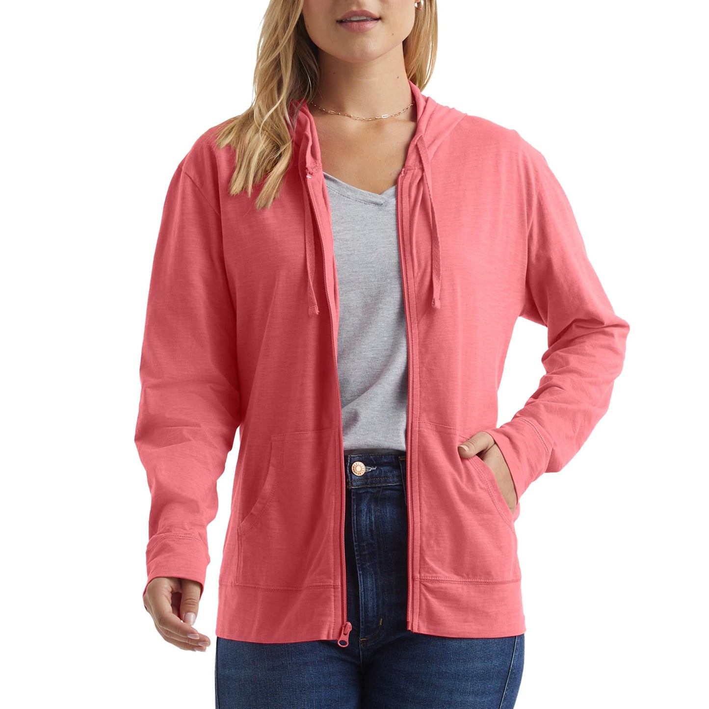 Hanes womens Slub Jersey fashion hoodies, Briny Pink, X-Large US