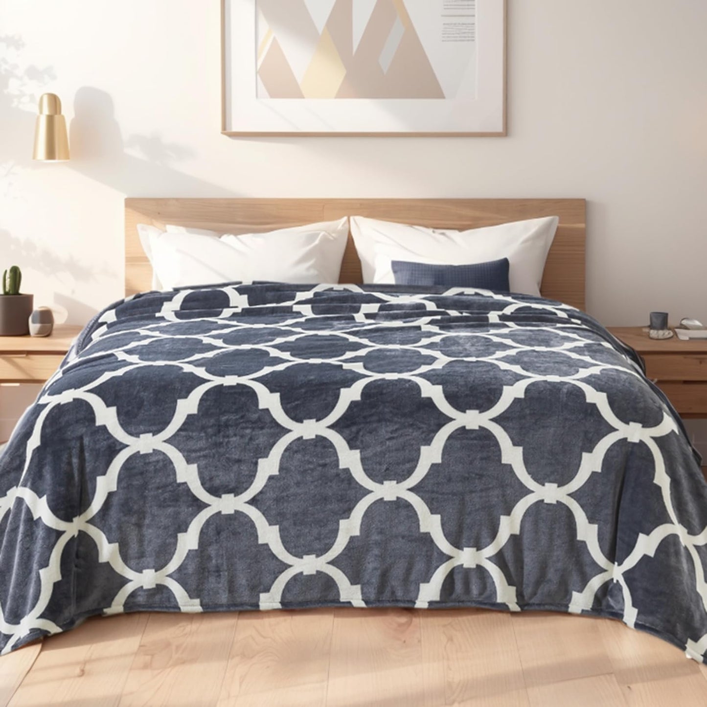 Richave Gray Pattern Twin Size Blanket,Premium Lightweight Anti-Static 66x90 Inches Throw Blankets for Twin/Twin XL Extra Long Bed,Couch, Sofa, Chair, Camping, Picnic,Grey and White