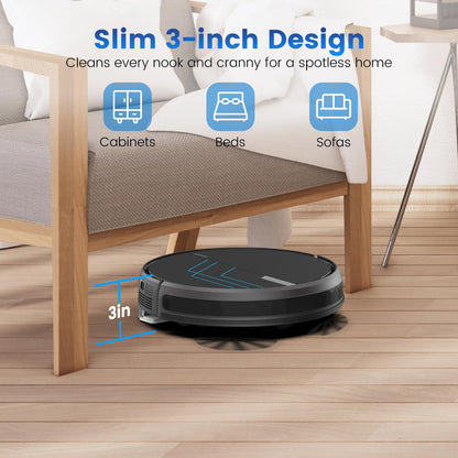 AIRROBO Robot Vacuum and Mop, 3000Pa Powerful Suction Robot Vacuum Cleaner with Self-Charging, Wi-Fi/App/Voice Control, Advanced Obstacle Avoidance, Slim Design, Ideal for Pet Hair, Hard Floor,Carpet