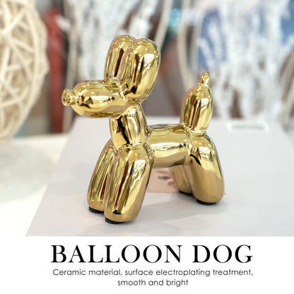 Notakia Cute Ceramics Balloon Dog Statue Crafts Living Room Desktop Decorations,Handmade Modern Small Ceramic Animal Statue Ornament Home Decor Accents