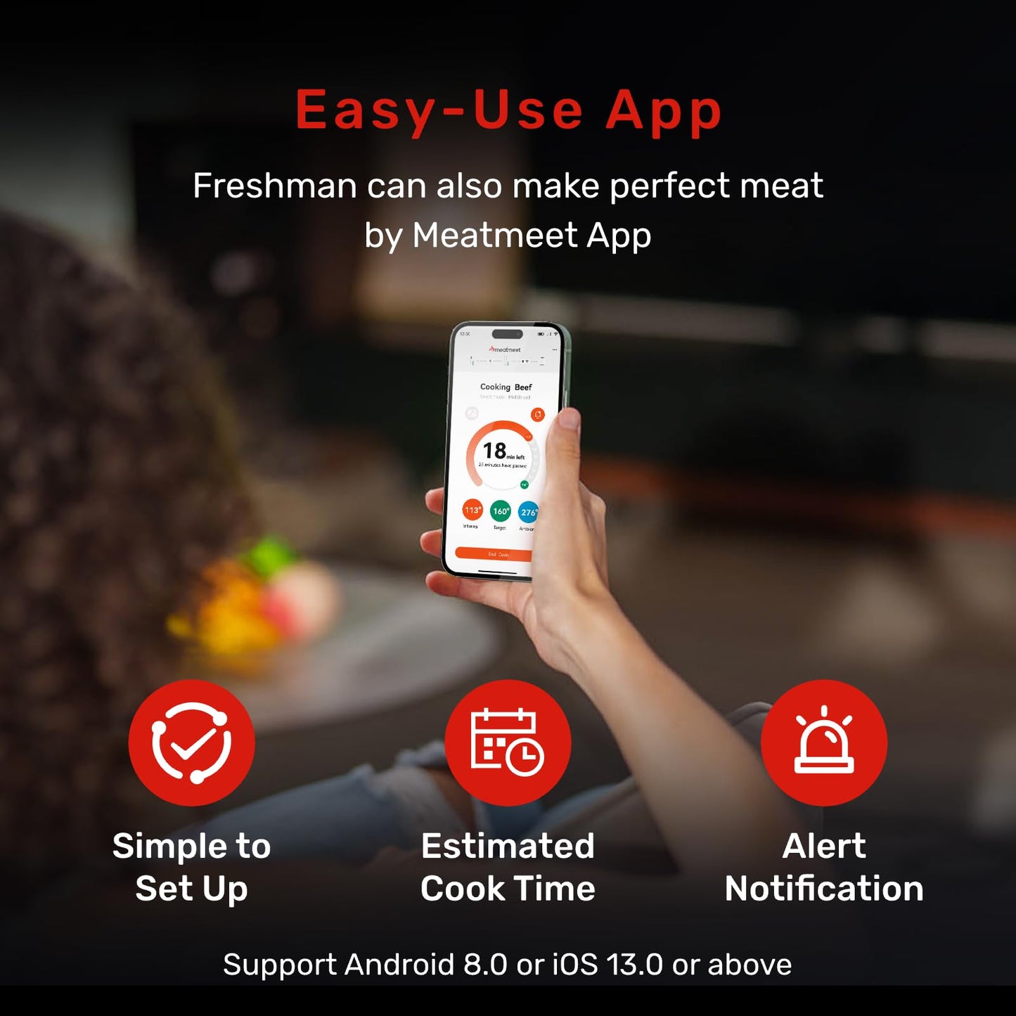 Meatmeet Pro Smart WiFi Wireless Meat Thermometer, Unlimited Range, Improved Stability, Ultra-Thin Probe, Bluetooth Digital Food Thermometer for Remote Monitoring of Oven/Kitchen/BBQ/Grill/Rotisserie