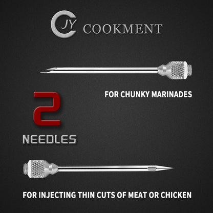 JY COOKMENT Meat Injector Syringe, 1-oz Marinade Flavor Injector with 2 Professional Needles,1 Cleaning Brushes